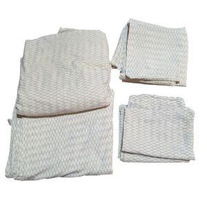 West Elm Cream Patterned King Organic Cotton Sheet set Natural Fibers